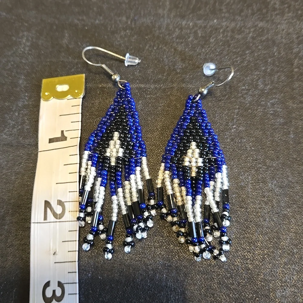 Vintage Native American Style  Beaded Dangle Earrings